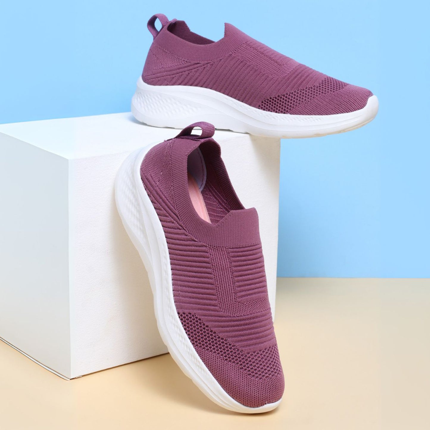 TRASE Walking Shoes for Women, Breathable & Comfortable Knitted Upper, Lightweight, Washable and Flexible Ladies Footwear