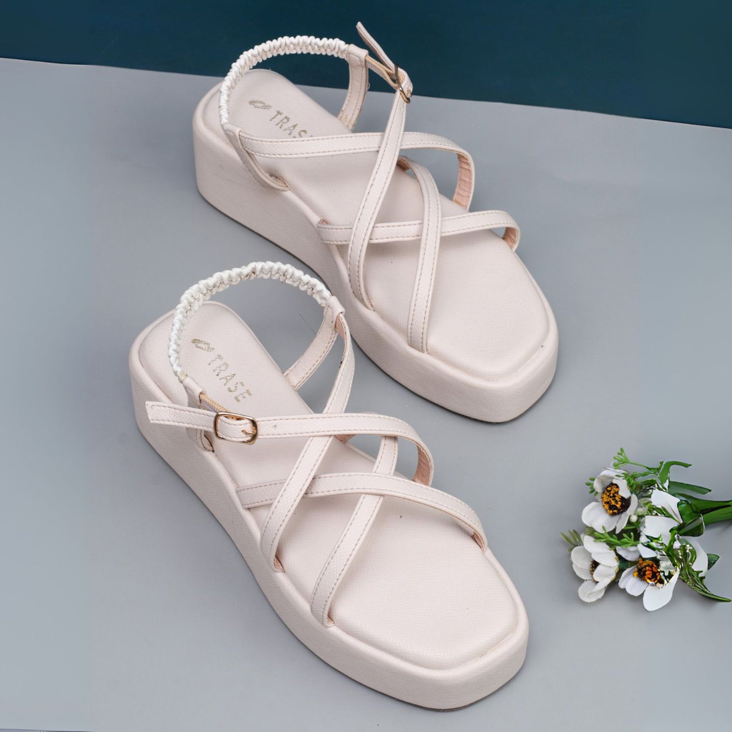 Strap Platform Sandals with Elastic Back