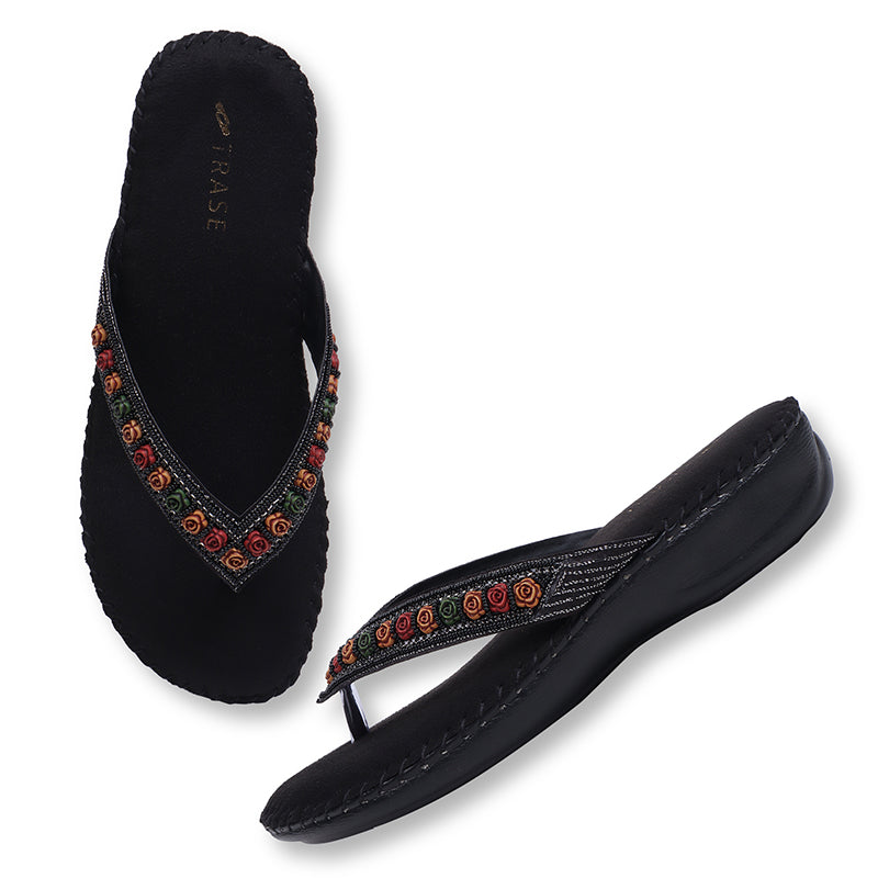 Floral Embroidered Ortho Slippers