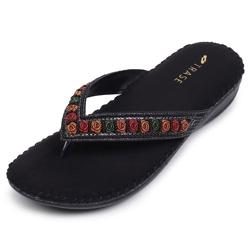 Floral Embroidered Ortho Slippers