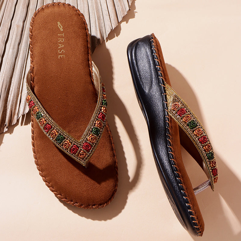 Floral Embroidered Ortho Slippers