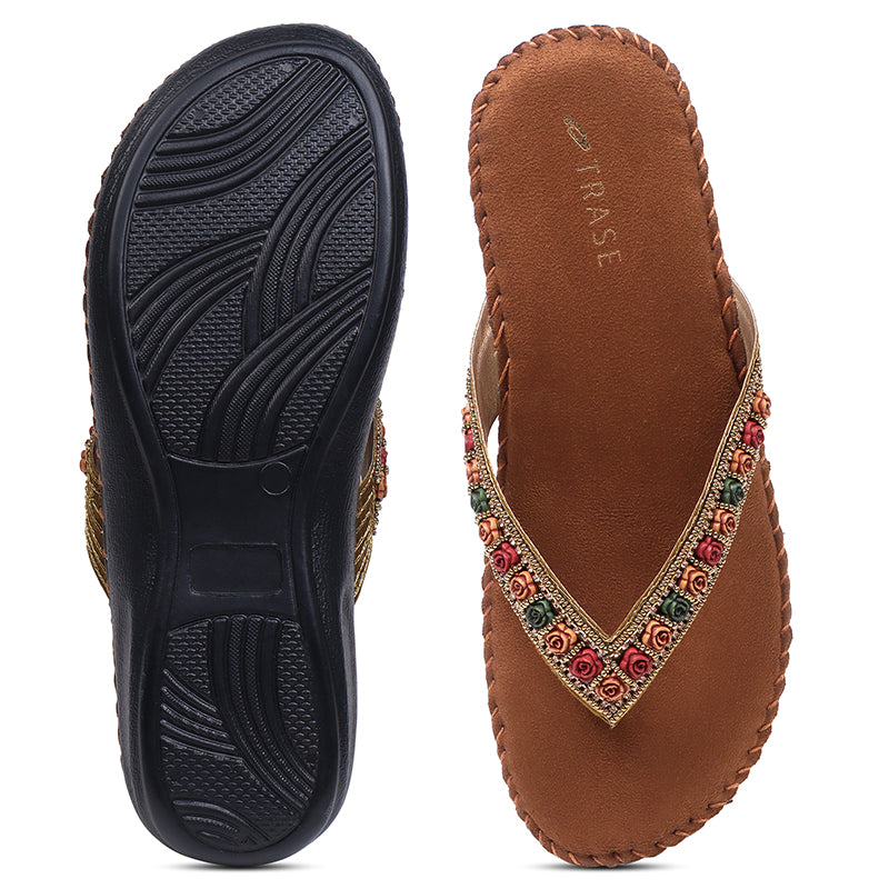 Floral Embroidered Ortho Slippers