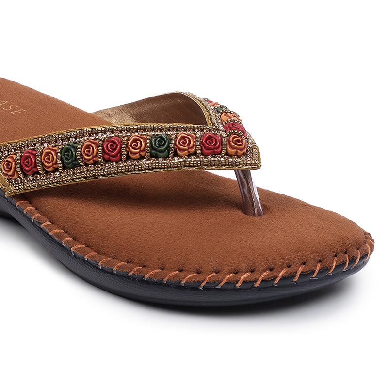 Floral Embroidered Ortho Slippers