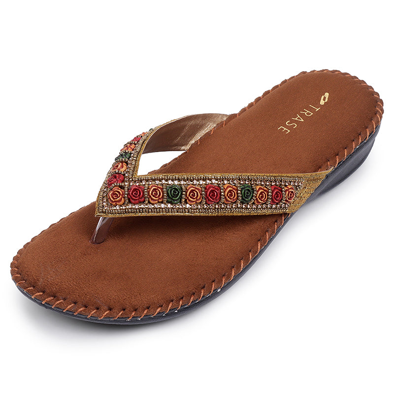 Floral Embroidered Ortho Slippers