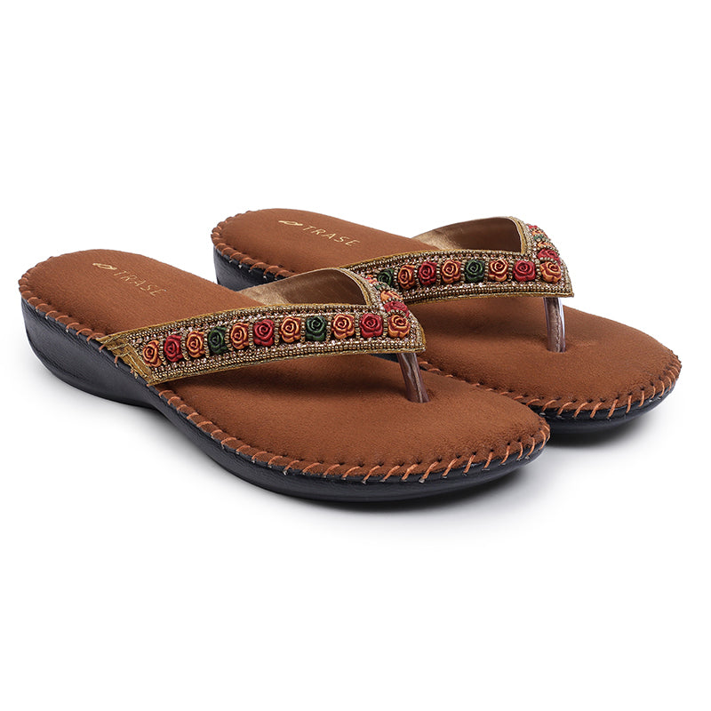 Floral Embroidered Ortho Slippers