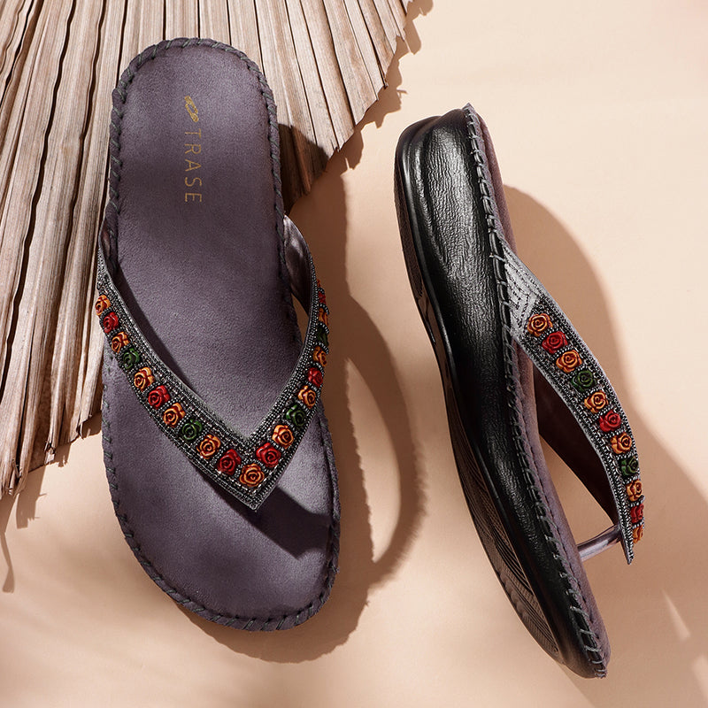 Floral Embroidered Ortho Slippers
