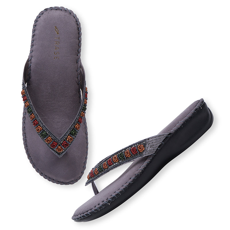 Floral Embroidered Ortho Slippers