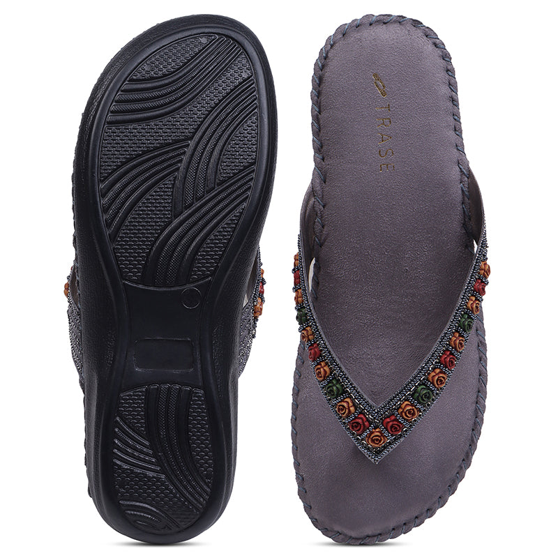 Floral Embroidered Ortho Slippers