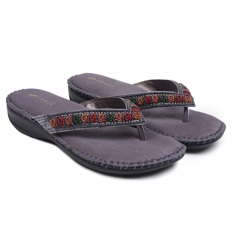 Floral Embroidered Ortho Slippers