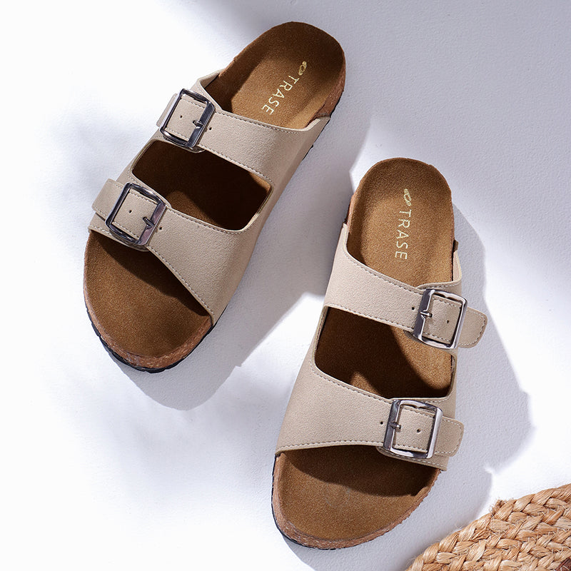 Anna Double Strap Cork Flats