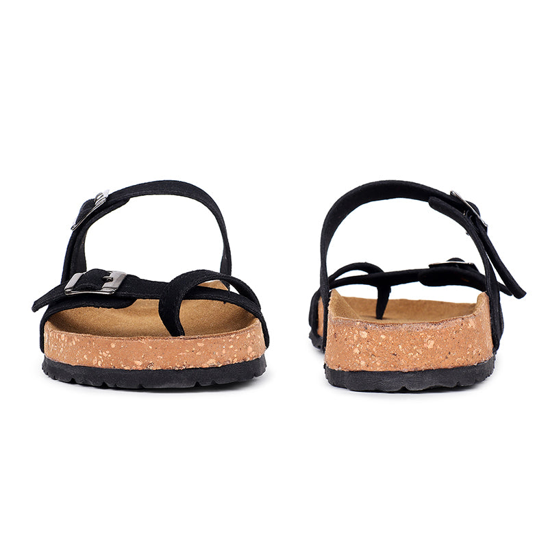 Trase Women Cork Footbed Slippers Trendy Design Toe Ring Arch Fit Slipper With Adjustable Buckle