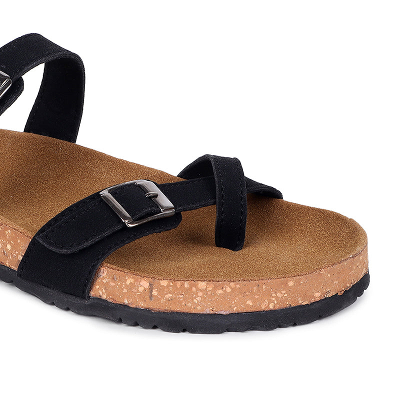 Trase Women Cork Footbed Slippers Trendy Design Toe Ring Arch Fit Slipper With Adjustable Buckle