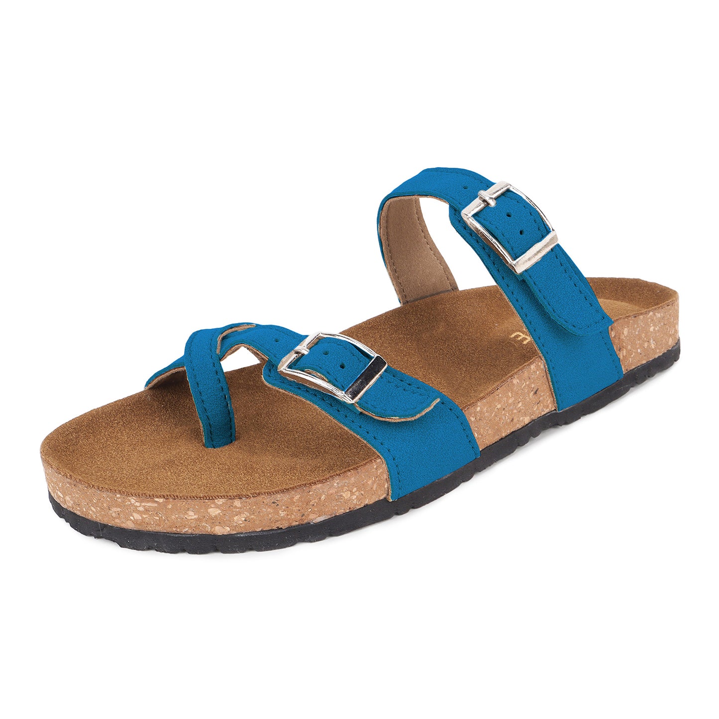 Trase Women Cork Footbed Slippers Trendy Design Toe Ring Arch Fit Slipper With Adjustable Buckle