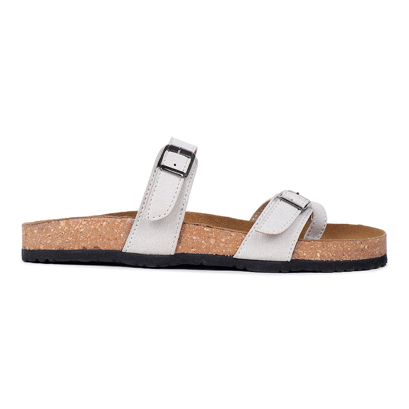 Trase Women Cork Footbed Slippers Trendy Design Toe Ring Arch Fit Slipper With Adjustable Buckle