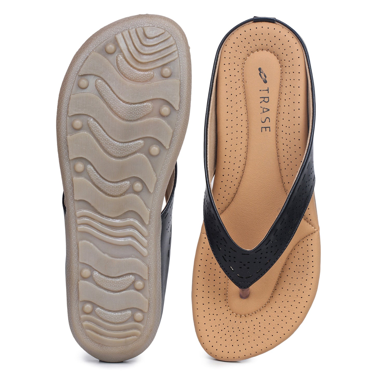 Slip-On Slippers with Perforated Strap Design
