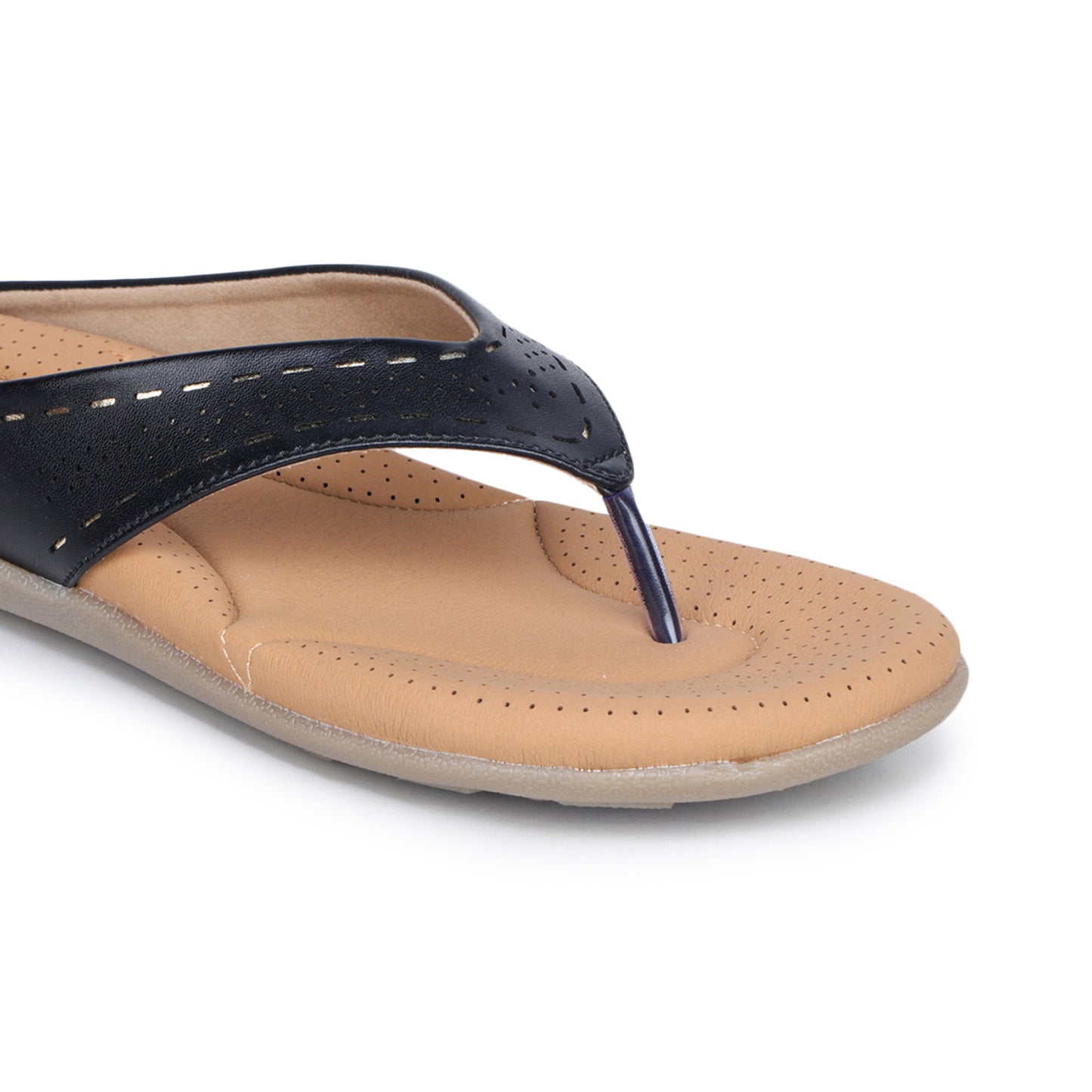 Slip-On Slippers with Perforated Strap Design