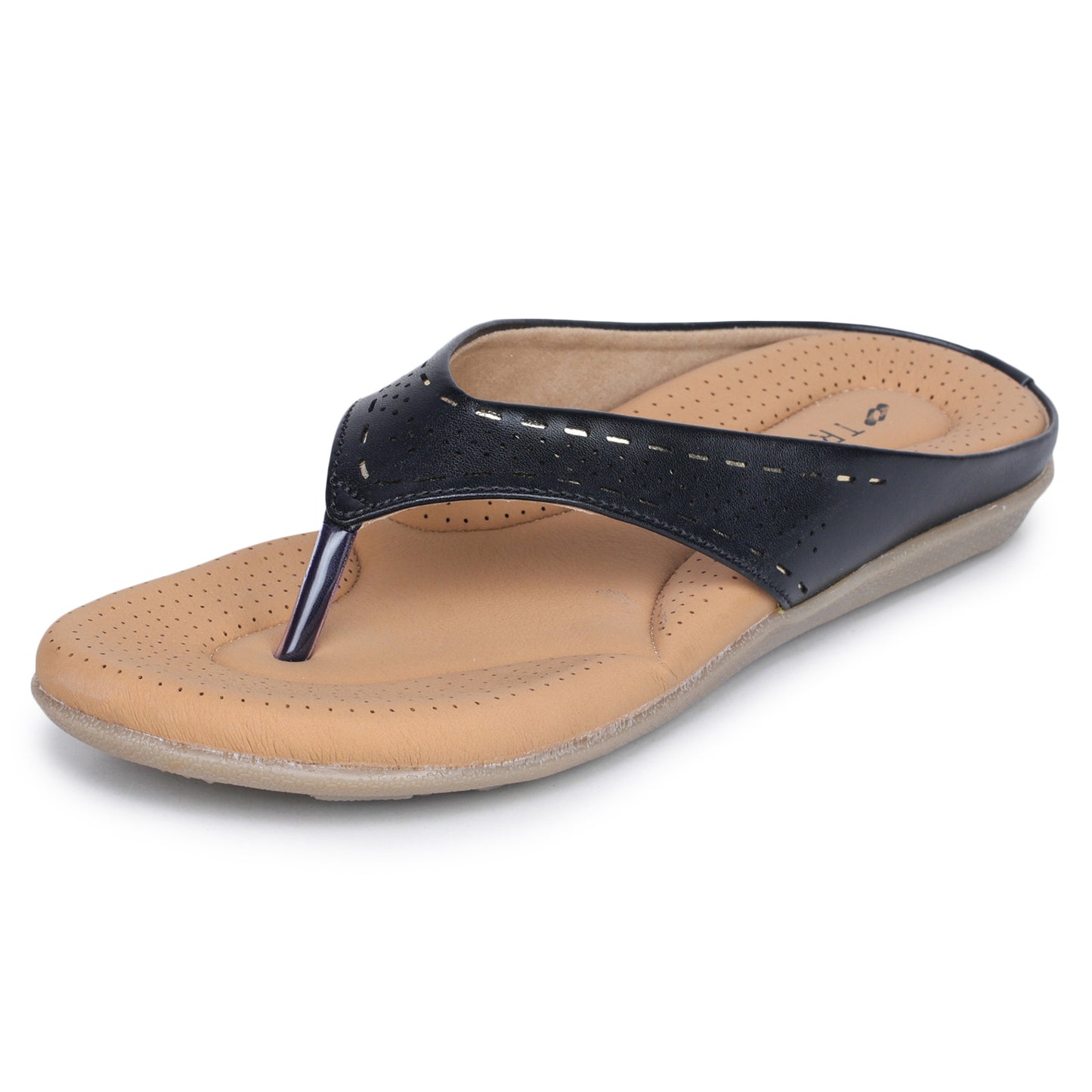 Slip-On Slippers with Perforated Strap Design