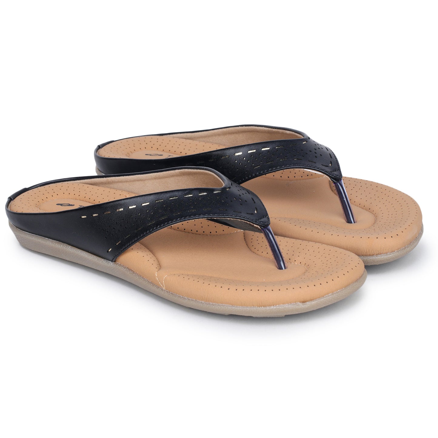 Slip-On Slippers with Perforated Strap Design