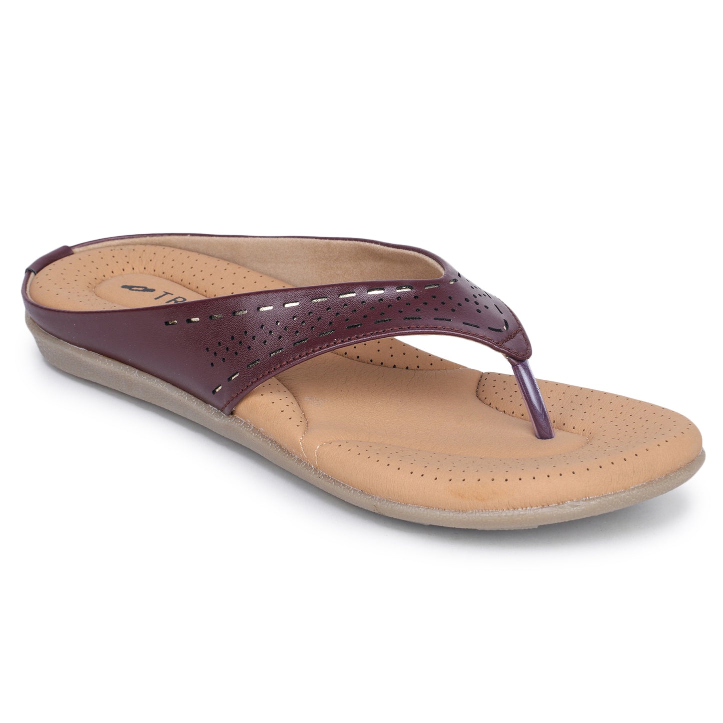 Slip-On Slippers with Perforated Strap Design