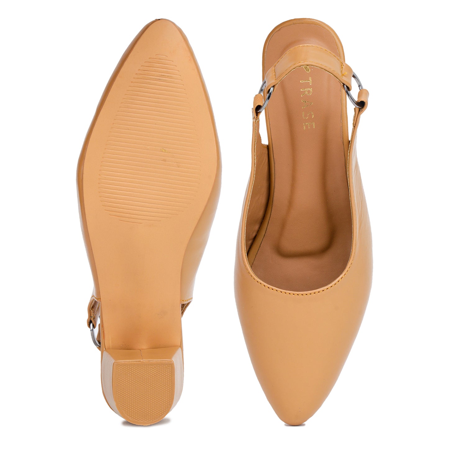Stretchable Back Strap Block Heels