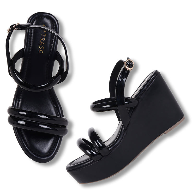 Trase Stylish Wedges Sandal For Women With Back Strap And Dual Strap Design