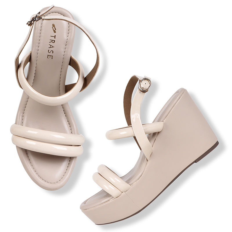 Trase Stylish Wedges Sandal For Women With Back Strap And Dual Strap Design