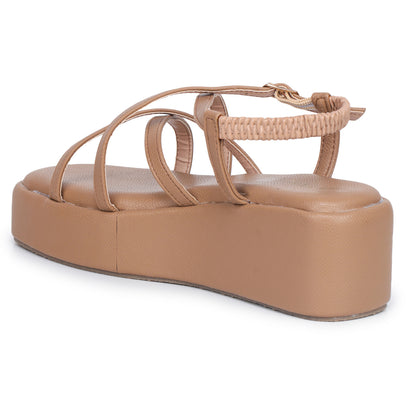 Strap Platform Sandals with Elastic Back