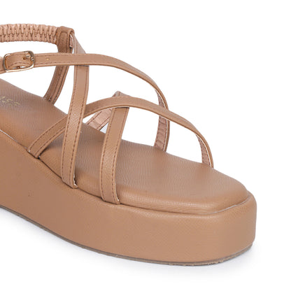 Strap Platform Sandals with Elastic Back