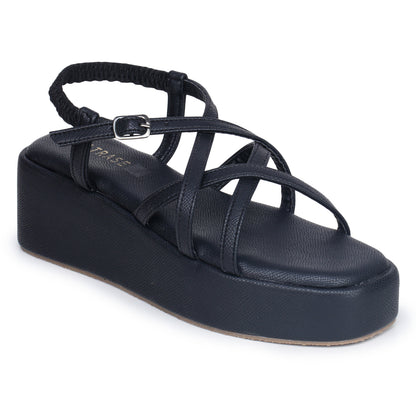 Strap Platform Sandals with Elastic Back