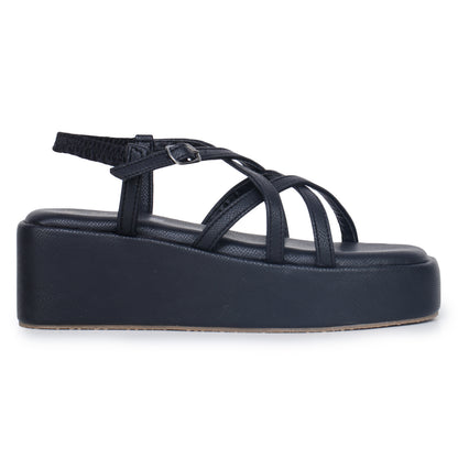 Strap Platform Sandals with Elastic Back