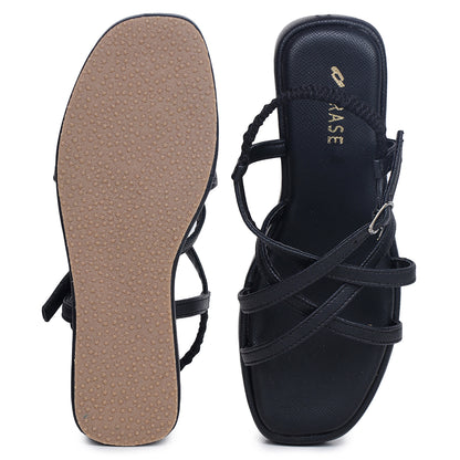 Strap Platform Sandals with Elastic Back