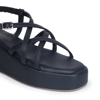 Strap Platform Sandals with Elastic Back