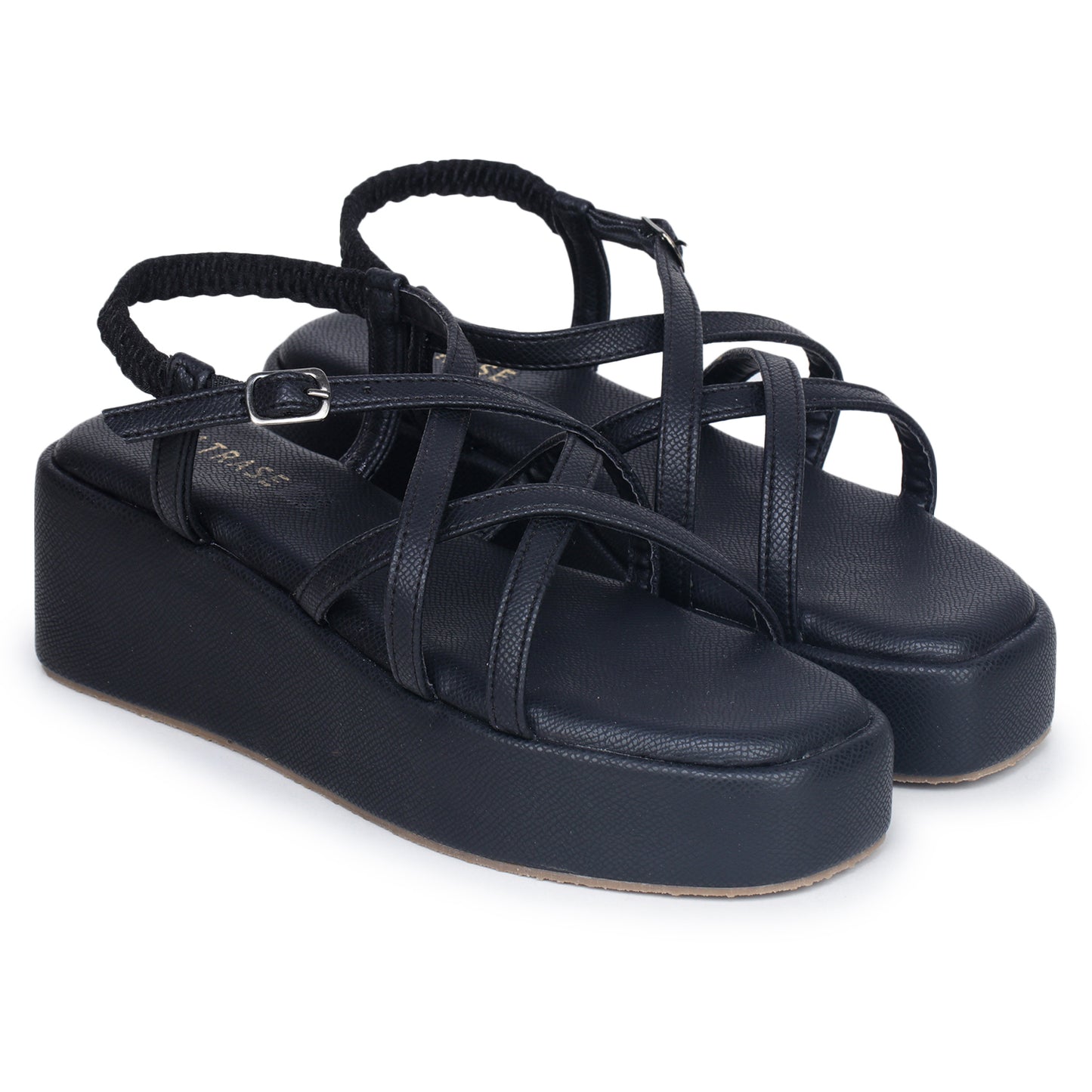 Strap Platform Sandals with Elastic Back