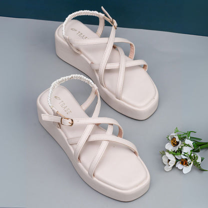 Strap Platform Sandals with Elastic Back