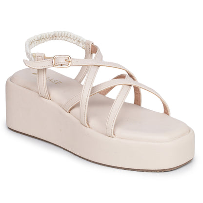 Strap Platform Sandals with Elastic Back