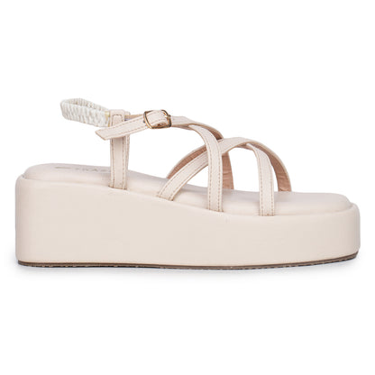 Strap Platform Sandals with Elastic Back