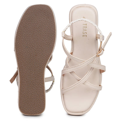 Strap Platform Sandals with Elastic Back