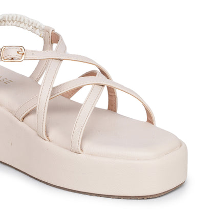 Strap Platform Sandals with Elastic Back