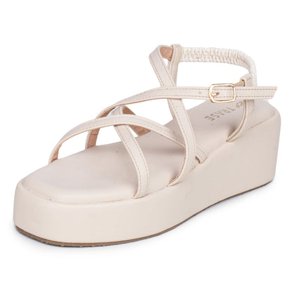 Strap Platform Sandals with Elastic Back