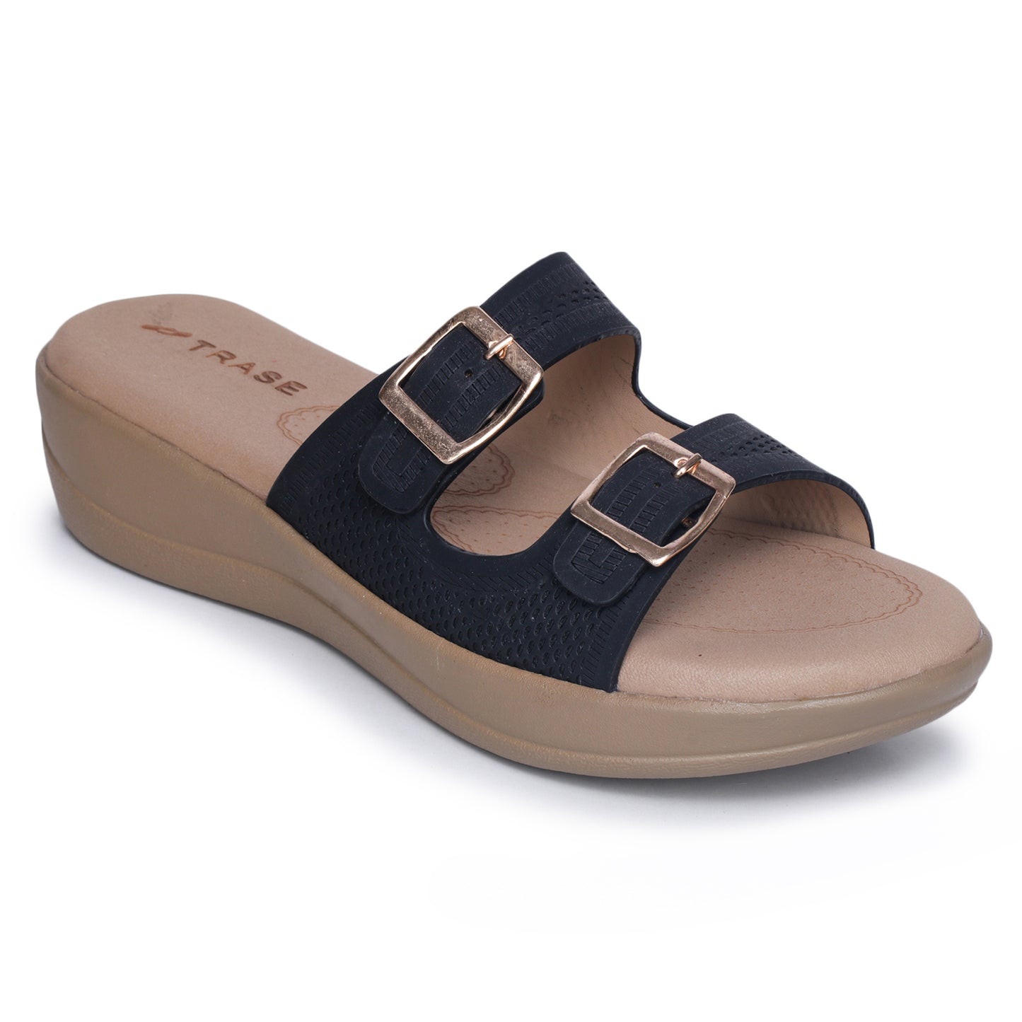 Stylish Double Strap Wedges Heels