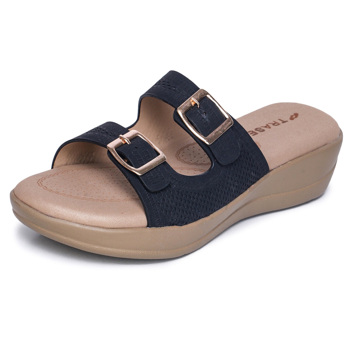 Stylish Double Strap Wedges Heels