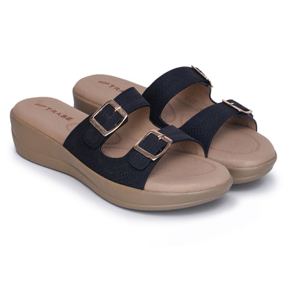 Stylish Double Strap Wedges Heels