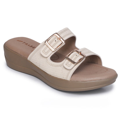 Stylish Double Strap Wedges Heels