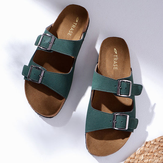 Anna Double Strap Cork Flats