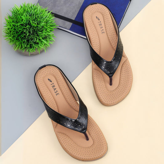 Slip-On Slippers with Perforated Strap Design