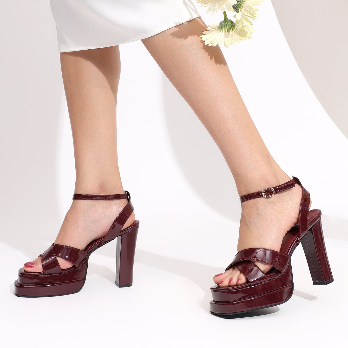 Cross Strap Double- Platform Heels