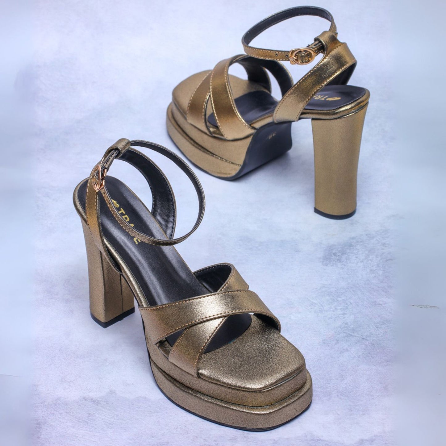 Cross Strap Double- Platform Heels