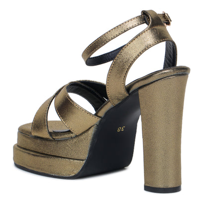 Cross Strap Double- Platform Heels