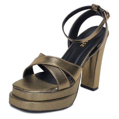 Cross Strap Double- Platform Heels