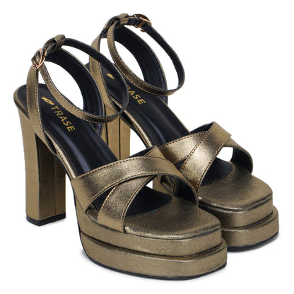 Cross Strap Double- Platform Heels